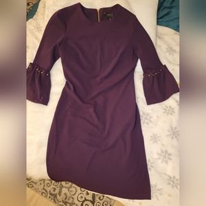 Donna Karen dark purple 3/4 sleeve dress size 4
